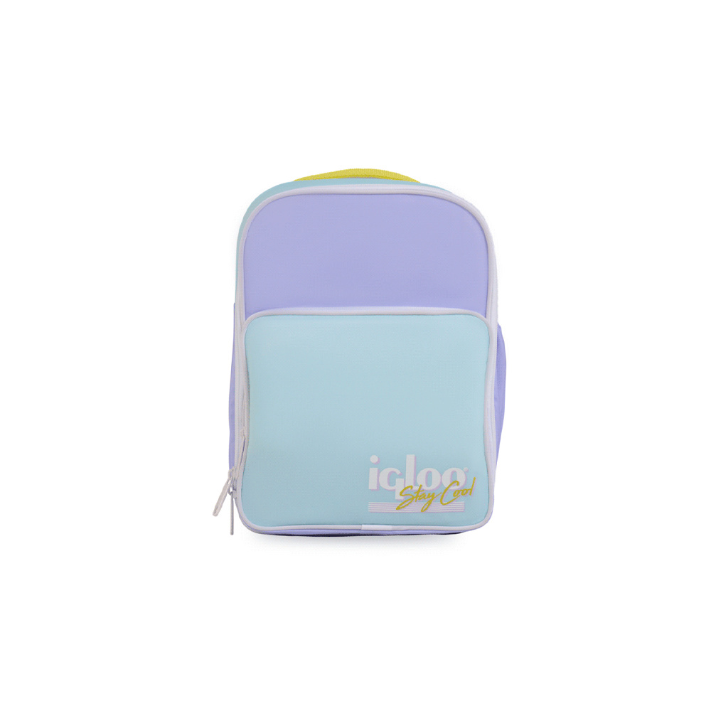 MOCHILA TERMICA IGLOO 12 LATAS RETRO LILA/AMARILLO 63074