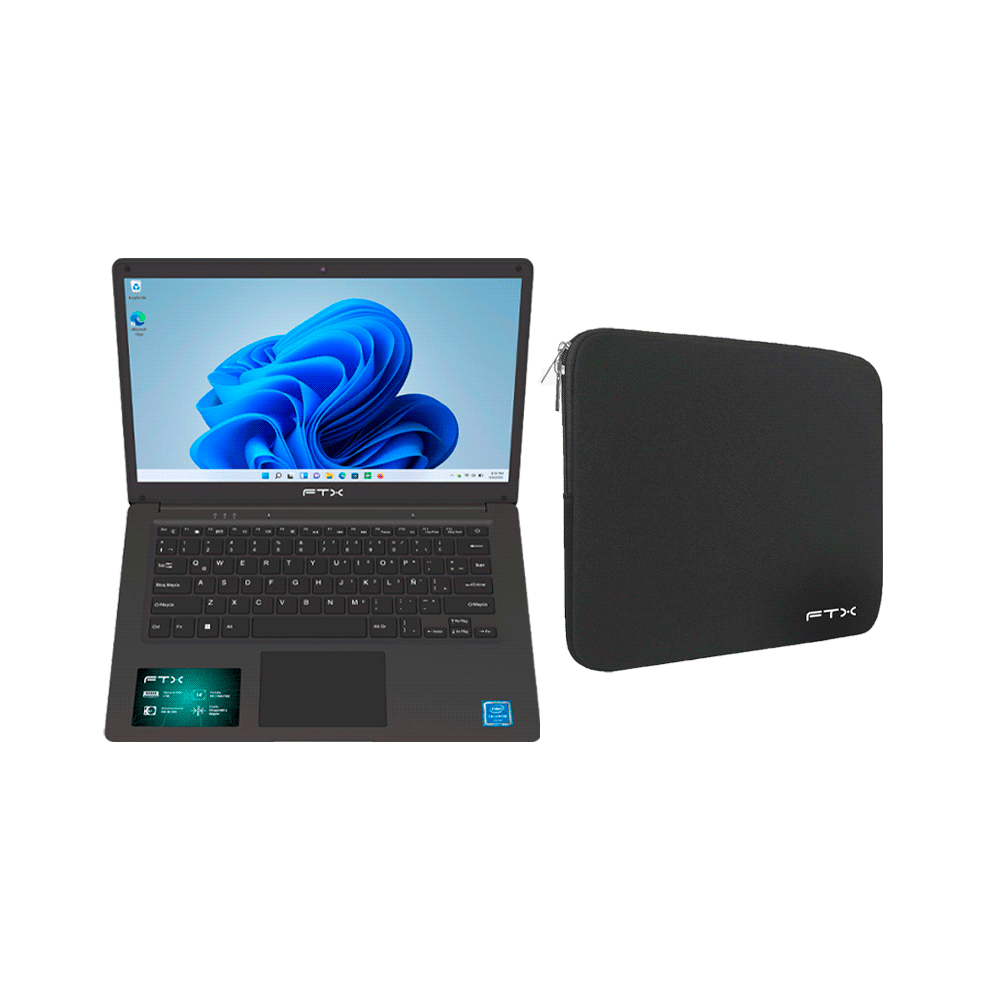 NOTEBOOK FTX N14-C2564ES CEL 1.1/4G/256SSD/W11H/14" HD/RJ-45/NEGRO + FUNDA