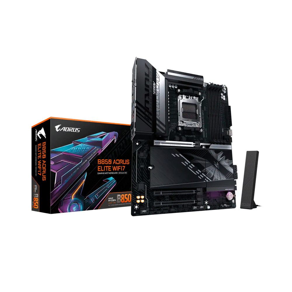 PLACA MADRE GIGABYTE AM5 B850 AORUS ELITE WIFI7 ICE DDR5 S/R/DP/3M2/USB3.2/ATX