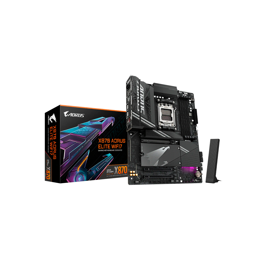 PLACA MADRE GIGABYTE AM5 X870 AORUS ELITE WIFI7 ICE DDR5 S/R/HDMI/4M2/USB3.2/ATX