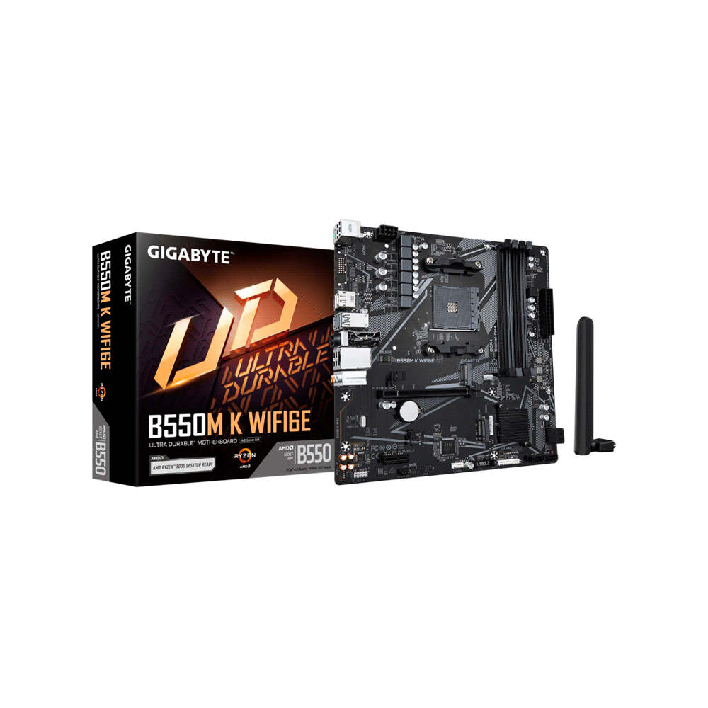PLACA MADRE GIGABYTE AM4 B550M K WIFI6E S/R/HDMI/DP/2M2/DDR4/USB3.2/MATX