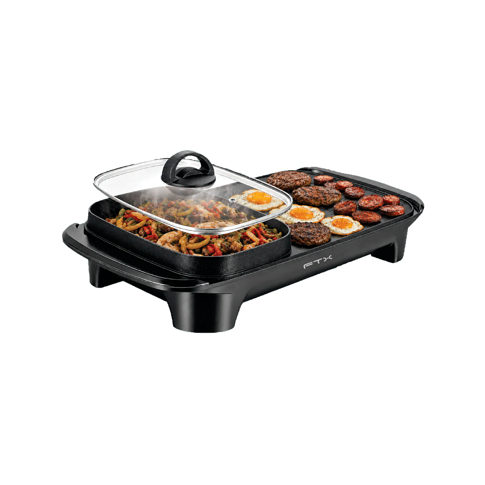 PARRILLA ELECTRICA + OLLA FTX 1360W 220V 2 EN 1 RECTANGULAR EG2-136