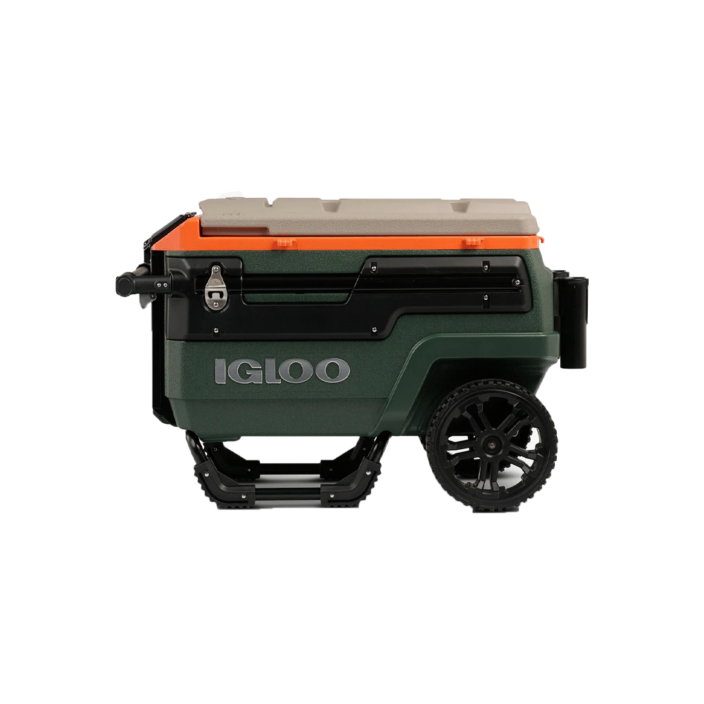 CONSERVADORA IGLOO 66 LITROS TRAILMATE JOURNEY C/RUEDAS VERDE OSCURO/ NARANJA 35151