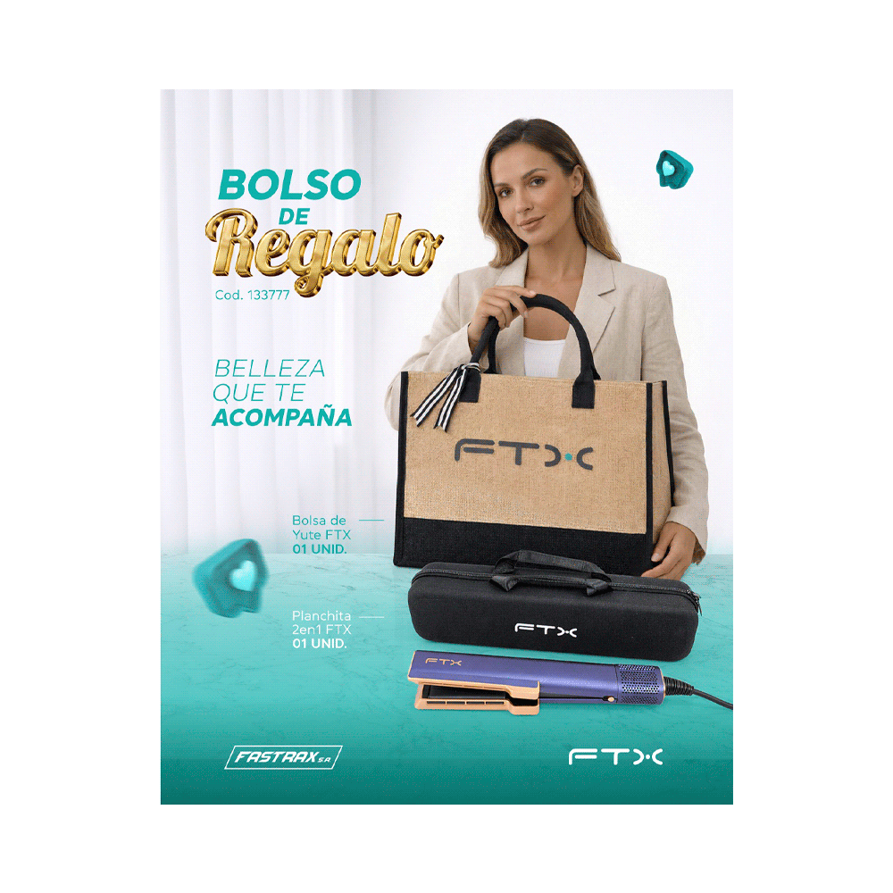COMBO PLANCHITA MODELADORA FTX + BOLSA DE YUTE / HS2-162